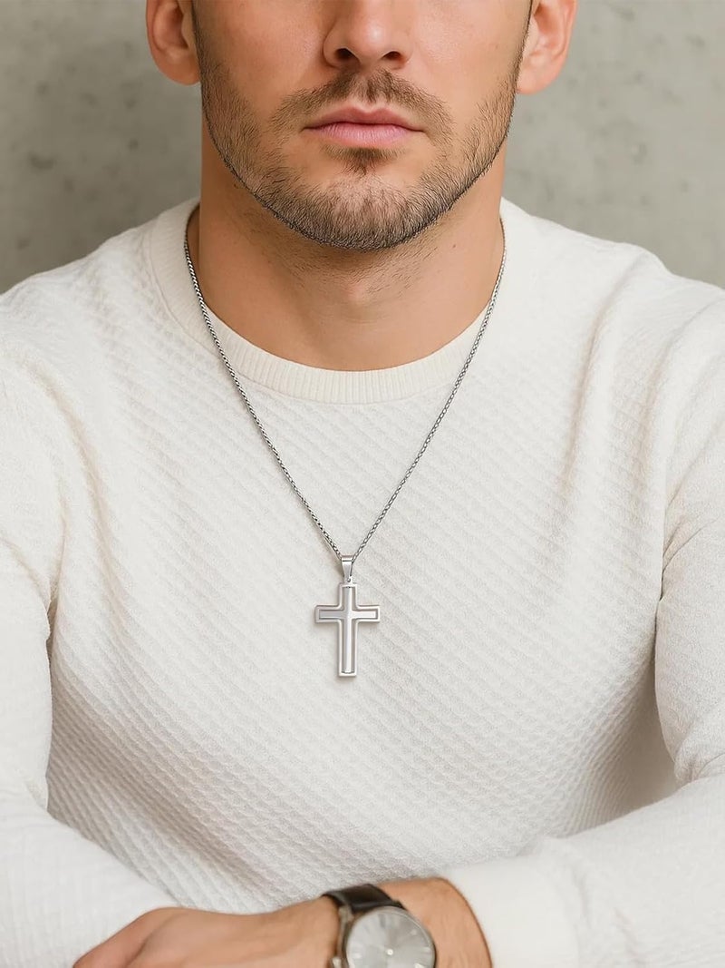 PiercingJ Cross Necklace Black Gold Silver Rotating Pendant Crucifix Necklaces For Him Men's Christmas Birthday Gift - Image 5